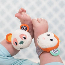 Load image into Gallery viewer, Infantino Baby Wrist Rattles, Monkey and Panda