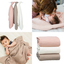 Load image into Gallery viewer, lulujo Soft Cotton Baby Blanket, Waffle Weave