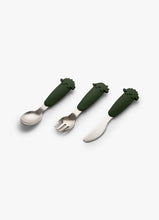 Load image into Gallery viewer, Citron 3-Piece Dino Cutlery Set