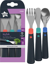 Load image into Gallery viewer, Tommee Tippee Big Kids Stainless Steel First Cutlery Set, Rounded Edges, Chunky Handles, 12m+