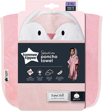 Load image into Gallery viewer, Tommee Tippee Hooded Poncho Towel 2-4 Years, Penguin, Pink