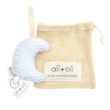 Load image into Gallery viewer, Ali+Oli Plush Moon Pacifier Holder (White)