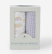 Load image into Gallery viewer, Little Unicorn Deluxe Muslin 2 pcs Rainbow/Gingham set