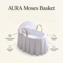 Load image into Gallery viewer, Kinder Valley Aura Moses Basket with White Opal Folding Stand
