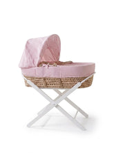 Load image into Gallery viewer, Kinder Valley Blush Waffle Moses Basket with White Folding Stand
