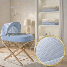 Load image into Gallery viewer, Kinder Valley Celeste Waffle Moses Basket With White Folding Stand
