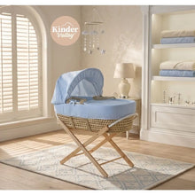 Load image into Gallery viewer, Kinder Valley Celeste Waffle Moses Basket With White Folding Stand

