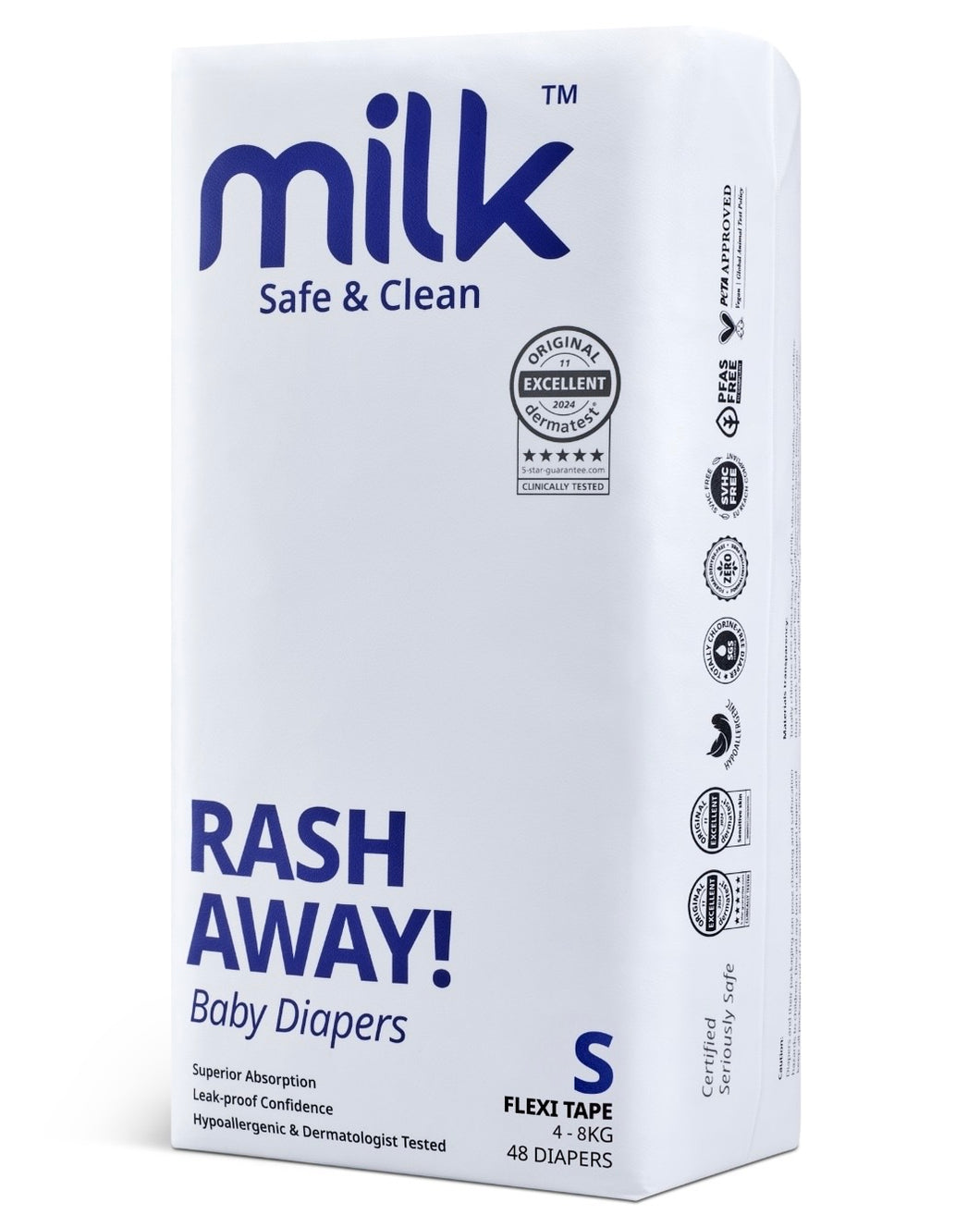 Milk Baby Diapers S Flexi Tape (4-8kg) 48 diapers