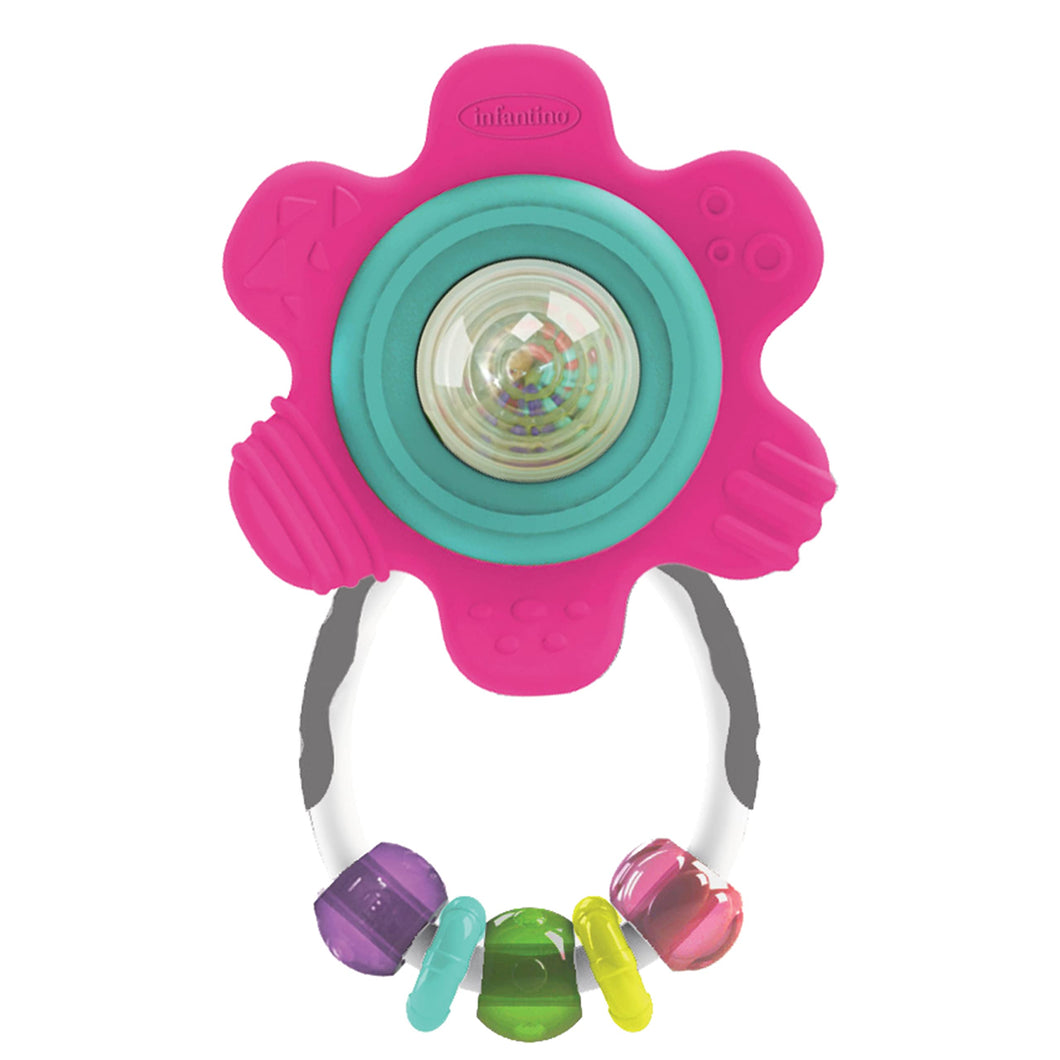 Infantino Spin & Teethe Gummy Pink Flower Rattle