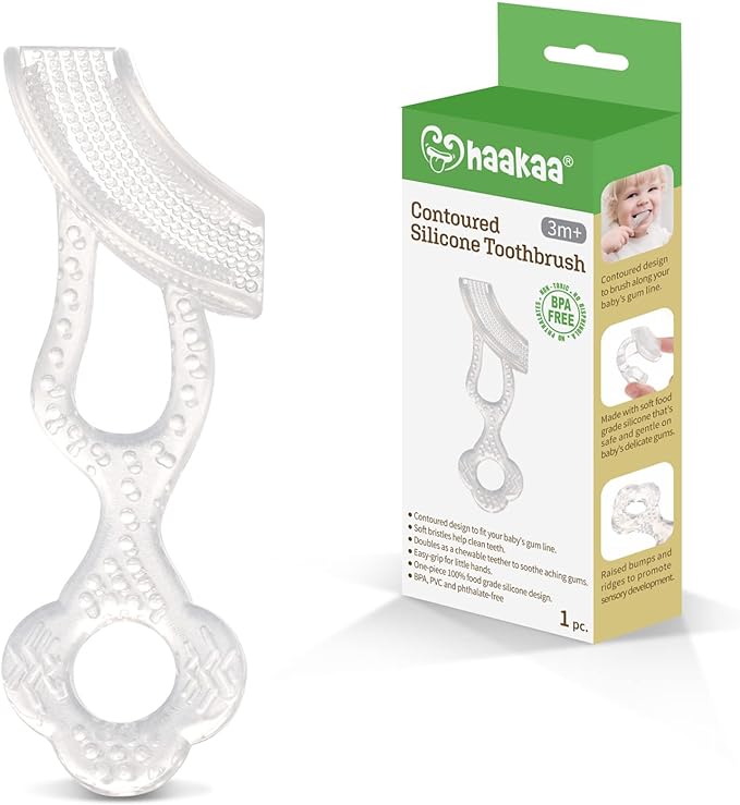 haakaa Contoured Silicone Toothbrush, Manual Training