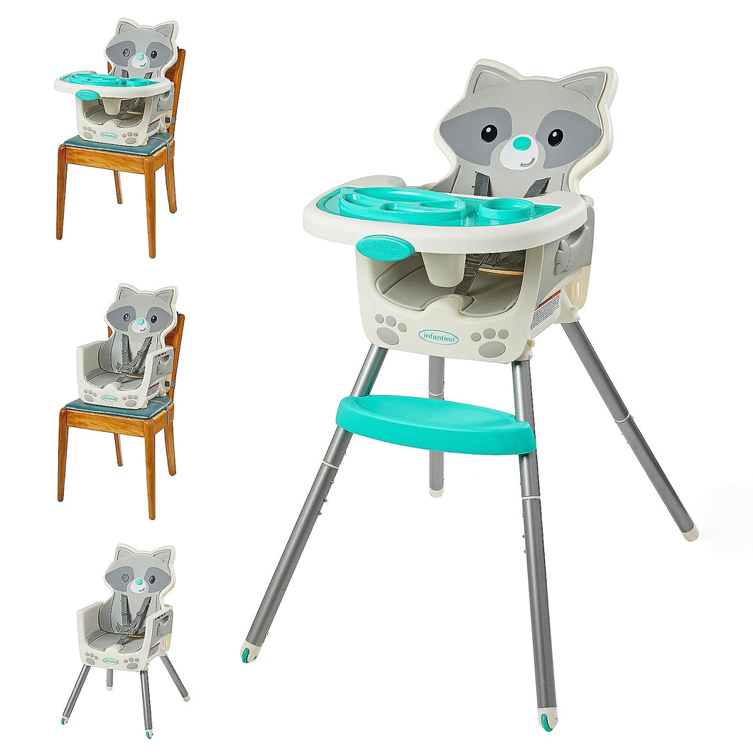 Infantino Grow-with-Me 4-in-1 Convertible High Chair, Raccoon-Theme