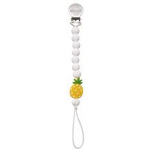 Load image into Gallery viewer, Ali+Oli Pacifier Holder Clip White with Avocados, Cactus, Pineapple, Strawberry and Bunny
