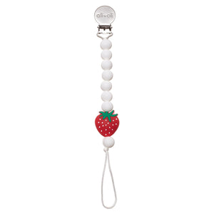 Ali+Oli Pacifier Holder Clip White with Avocados, Cactus, Pineapple, Strawberry and Bunny