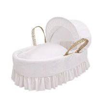 Load image into Gallery viewer, Kinder Valley Ivory Embroidered Premium Moses Basket With White Opal Folding Stand
