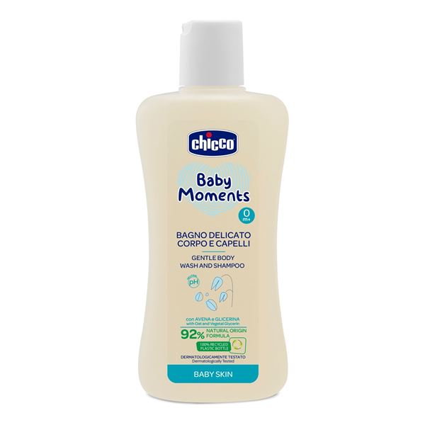 Chicco Baby Moments Gentle Body Wash And Shampoo For Baby Skin 0M+ 200Ml