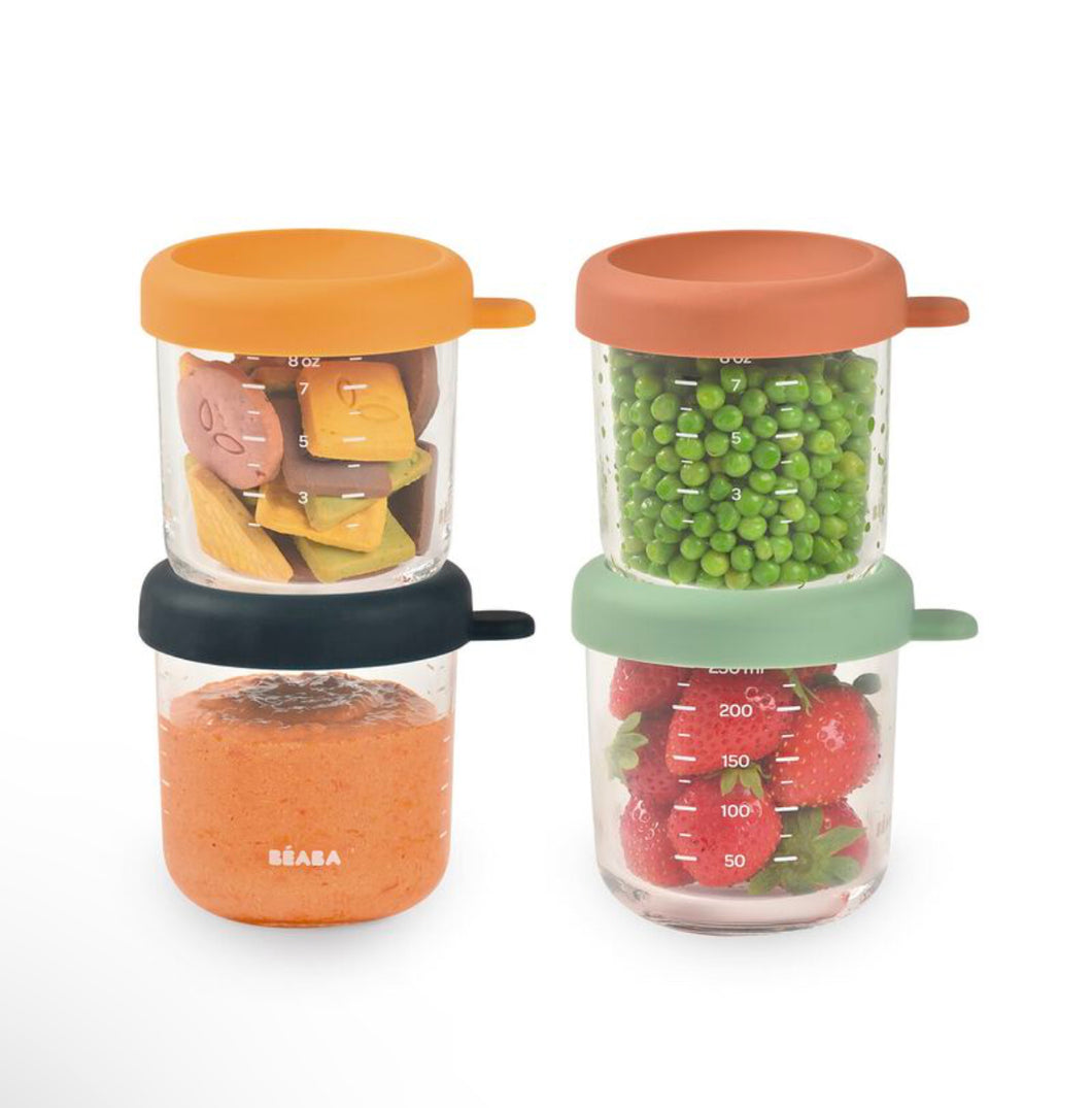 Beaba Set of 4x250ml Glass Conservative Jars Sunrise