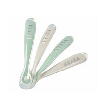 Load image into Gallery viewer, Beaba Silicone Spoon 1st Age Set Of 4 Sage Green Velvet Grey 4m+
