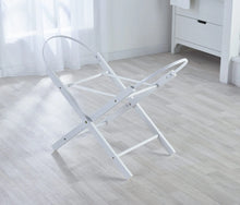 Load image into Gallery viewer, KV White Dimple Palm Moses Basket With White Folding Stand
