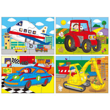 Load image into Gallery viewer, Galt 4 Puzzles In A Box Vehicles
