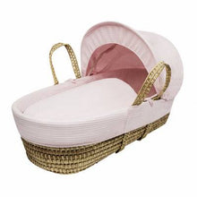 Load image into Gallery viewer, Kinder Valley Blush Waffle Moses Basket with White Folding Stand
