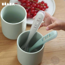 Load image into Gallery viewer, Beaba Silicone Spoon 1st Age Set Of 4 Sage Green Velvet Grey 4m+
