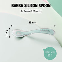 Load image into Gallery viewer, Beaba Silicone 2nd Age Spoon Set Of 4 Sage Green Velvet Grey 8M+
