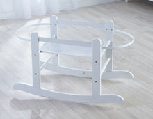 Load image into Gallery viewer, KV White Waffle Grey Pod Moses Basket With White Rocking Stand
