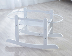 KV White Waffle Grey Pod Moses Basket With White Rocking Stand