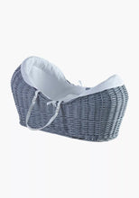 Load image into Gallery viewer, KV White Waffle Grey Pod Moses Basket With White Rocking Stand
