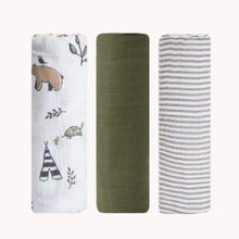 Load image into Gallery viewer, Little Unicorn Cotton Muslin Swaddle Blankets Pack of 3 Forest friends
