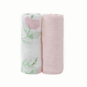 Little Unicorn deluxe Muslin Swaddle pack of 2 Blush Peony Set