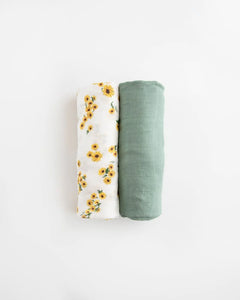 Little Unicorn Deluxe Muslin Swaddle 2pcs Ditsy Sunflower