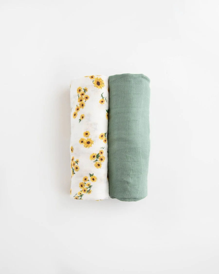 Little Unicorn Deluxe Muslin Swaddle 2pcs Ditsy Sunflower