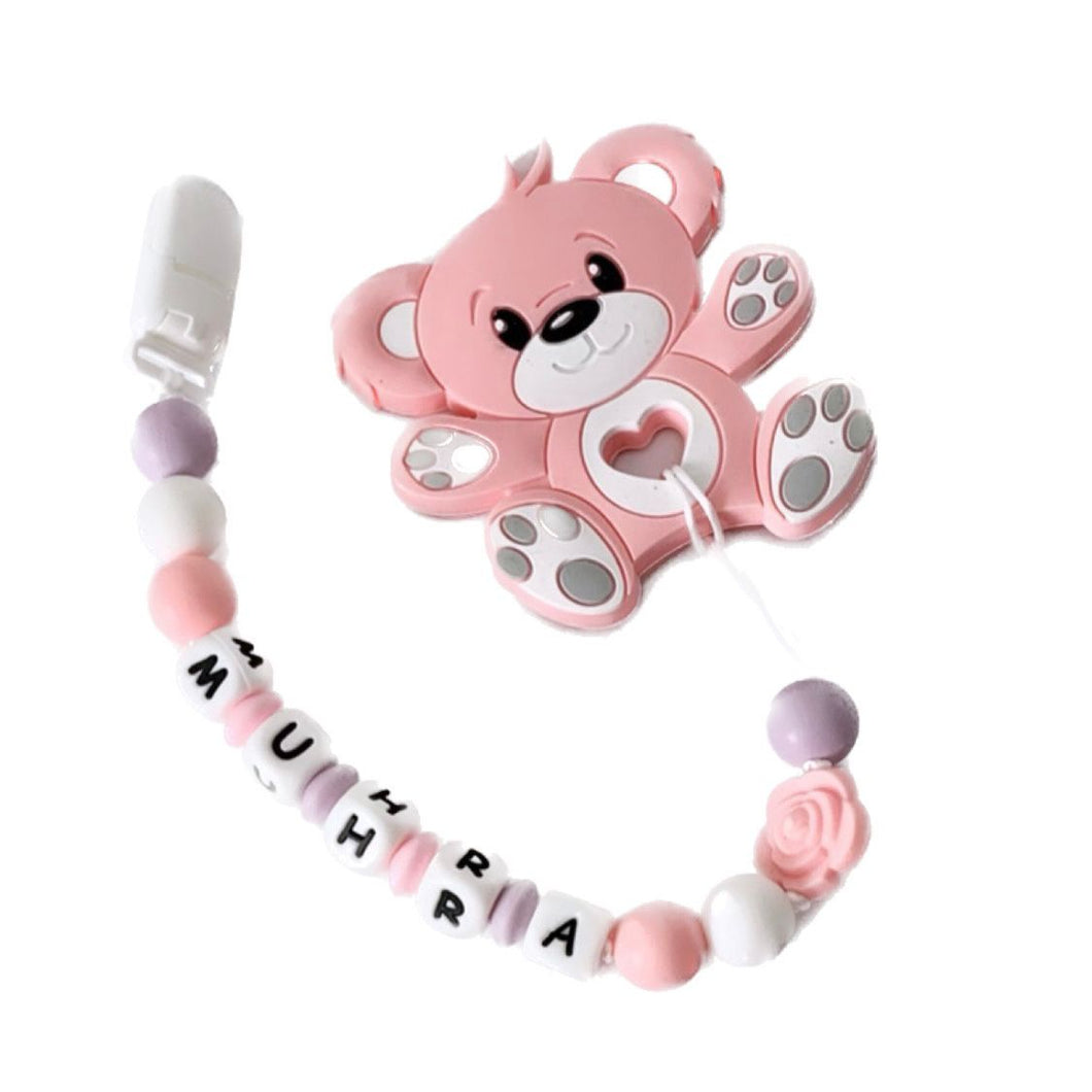 Pacifier Holder With Name and Teether
