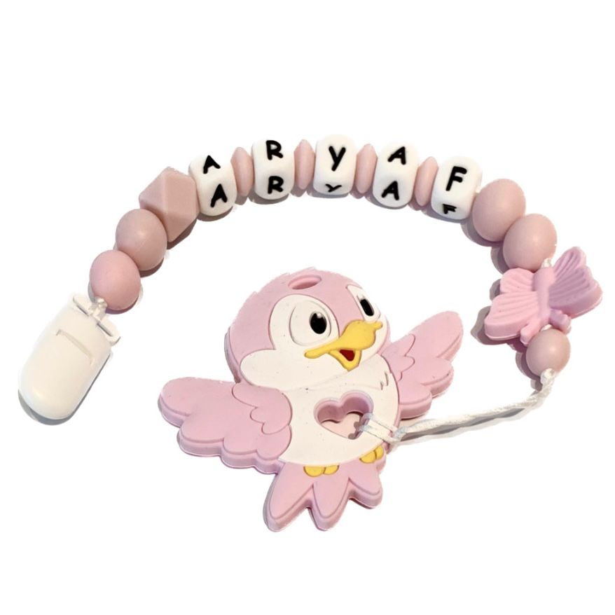 Pacifier Holder With Name and Teether