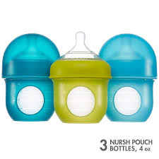 Boon, NURSH Reusable Silicone Pouch Bottle, Air-Free Feeding 3pcs