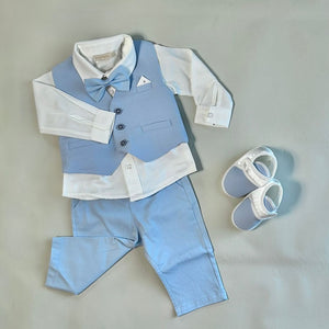 Pugi Baby Tuxedo Suit Baby Set - Blue (Different sizes)