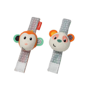 Infantino Baby Wrist Rattles, Monkey and Panda