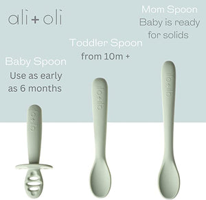 Ali+Oli 3-pc Silicone Spoon Set for Baby - Unbreakable Silicone Baby Spoon 6 Months & Up