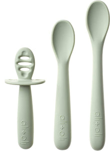 Ali+Oli 3-pc Silicone Spoon Set for Baby - Unbreakable Silicone Baby Spoon 6 Months & Up
