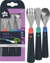 Load image into Gallery viewer, Tommee Tippee Big Kids Stainless Steel First Cutlery Set, Rounded Edges, Chunky Handles, 12m+
