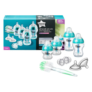 Tommee Tippee Advanced Anti-Colic Newborn Baby Bottle Starter Set, Breast-Like Teat and Heat Sensing Technology, Clear