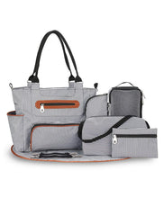 Load image into Gallery viewer, Little Story Diaper Bag Set of 6 with Stroller Hooks and Nappy Changing Mat
