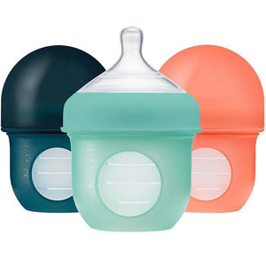 Boon, NURSH Reusable Silicone Pouch Bottle, Air-Free Feeding 3pcs