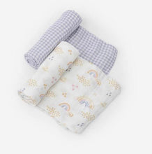 Load image into Gallery viewer, Little Unicorn Deluxe Muslin 2 pcs Rainbow/Gingham set

