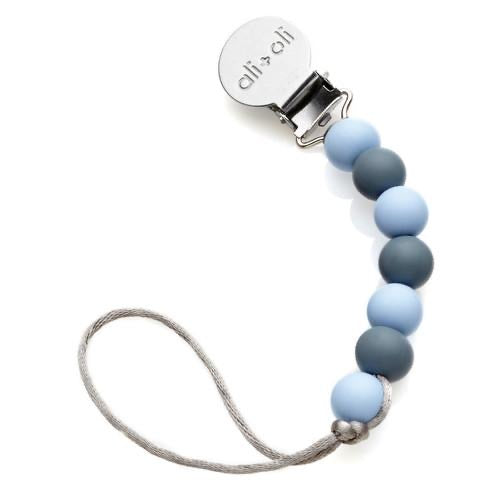 Ali+Oli Pacifier Clip Holder for Baby | Pepe (Iron Blue)