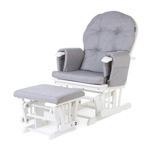 Childhome Breastfeeding Chair Round Beech Canvas Grey with Footrest 🤱🏻♥️
